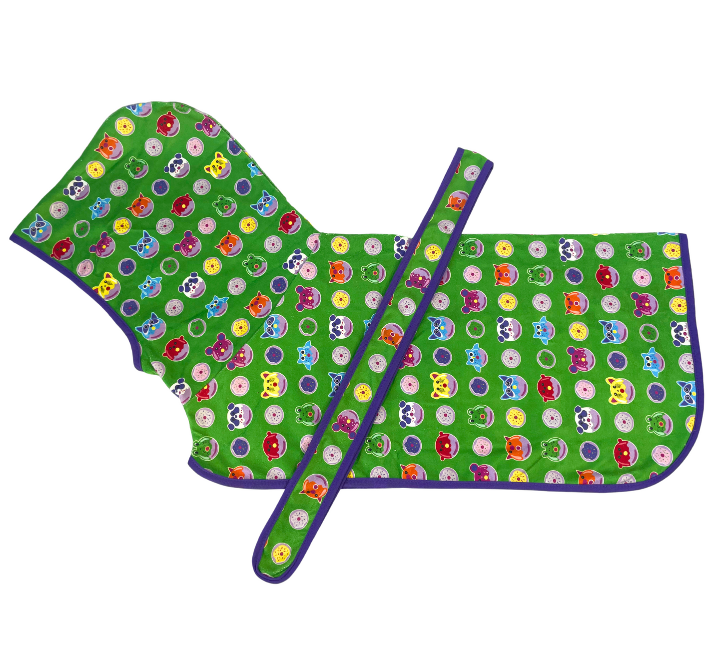 Donut Animals Green Dog Robe Microfibre Robe Dog Bathrobe  Australia Pet Supplies Australia Dog Accessories Pet Accessories
