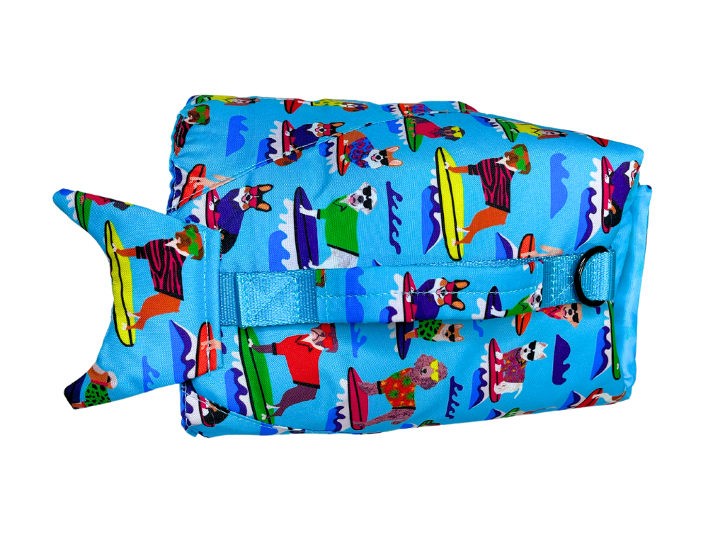 Lila Co Blue Surf Dogs Print Dog Life Jacket Float Vest Top