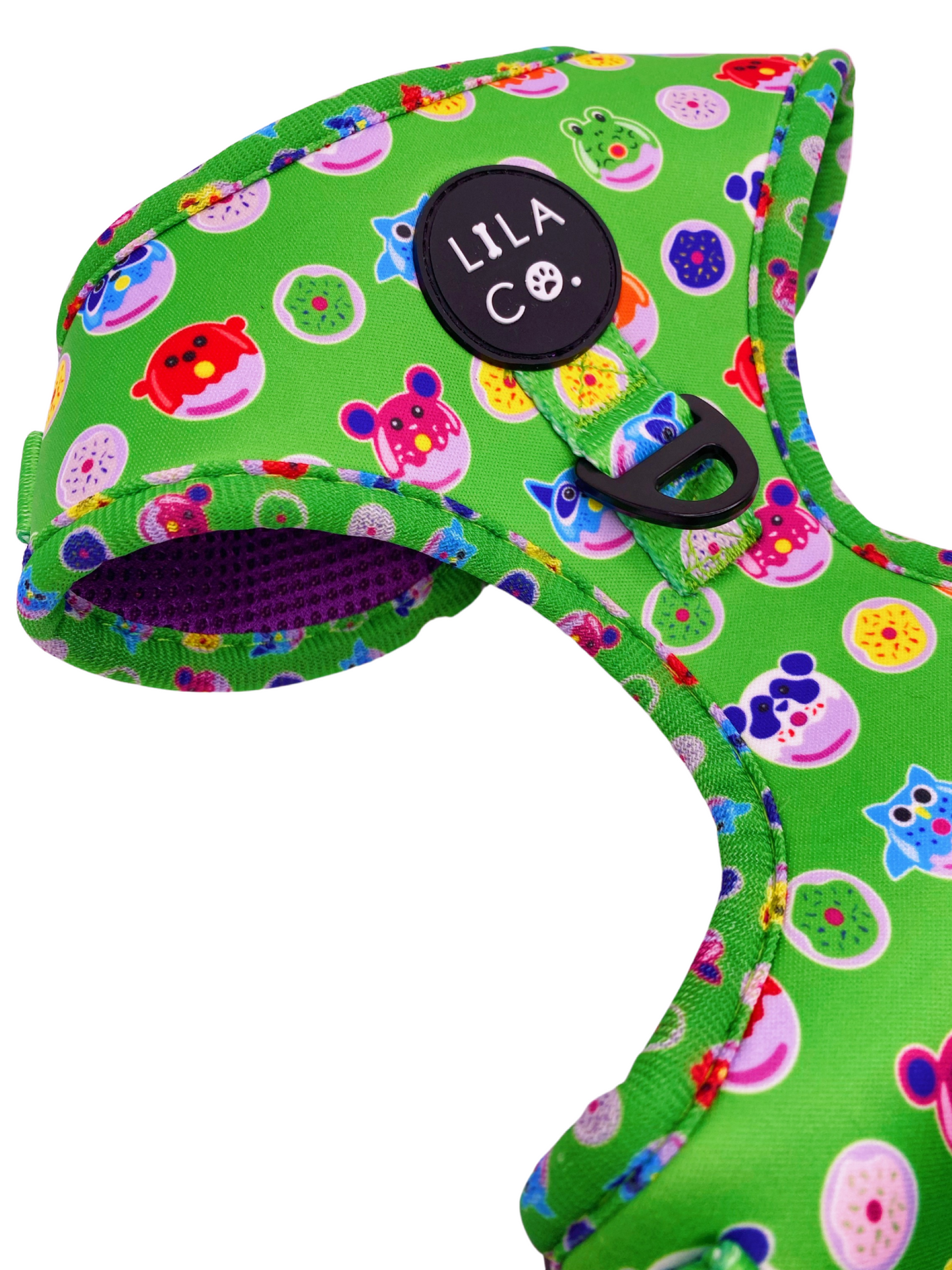 Donut Animals Print Green Adjustable Dog  Harness Australia Pet Supplies