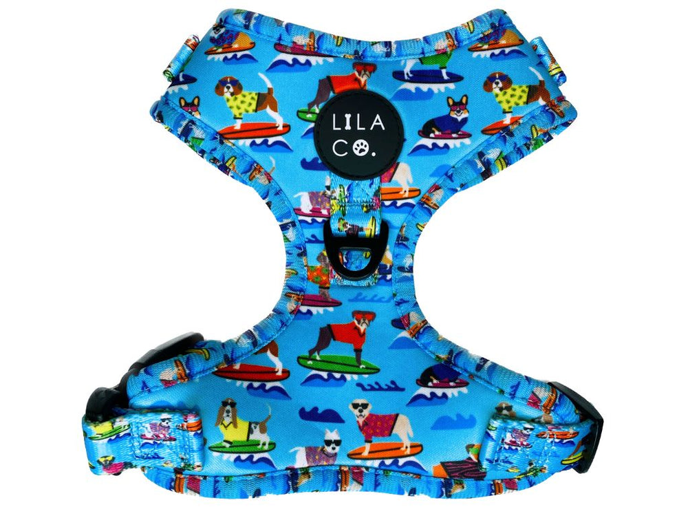 Blue Surf Dogs Print Adjustable Dog Harness Australia Pet Supplies Australia Dog Accessories