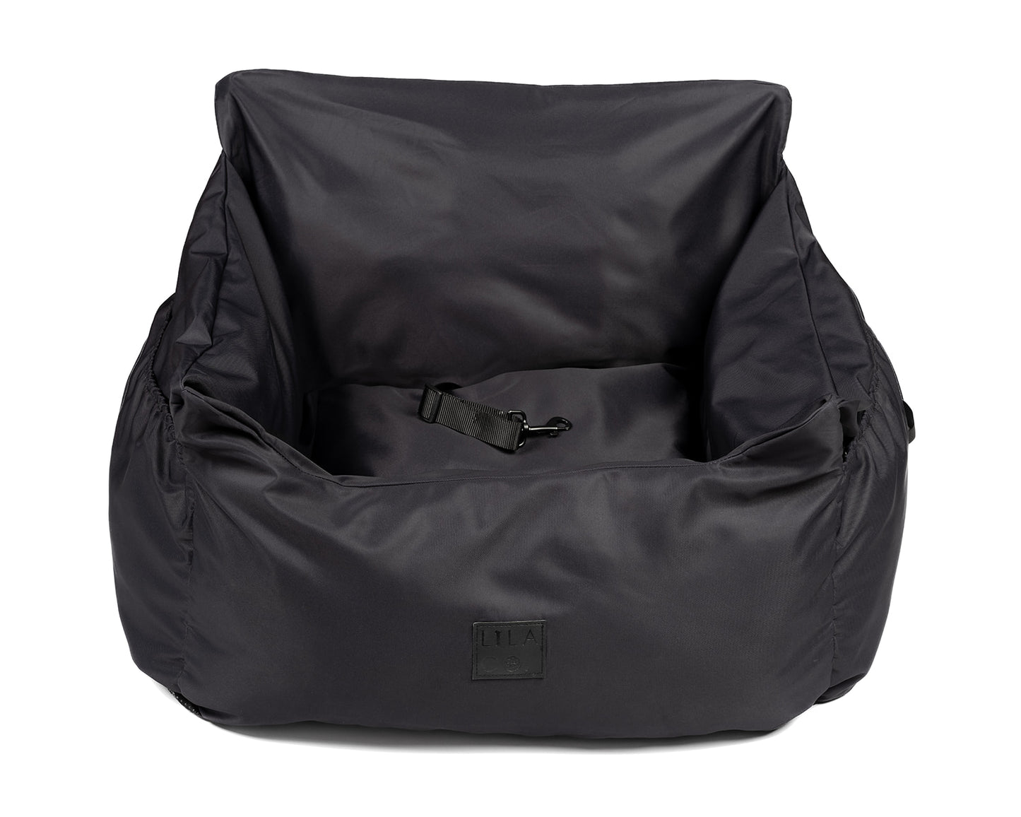 
                  
                    Black water resistant dog car seat bed front view
                  
                