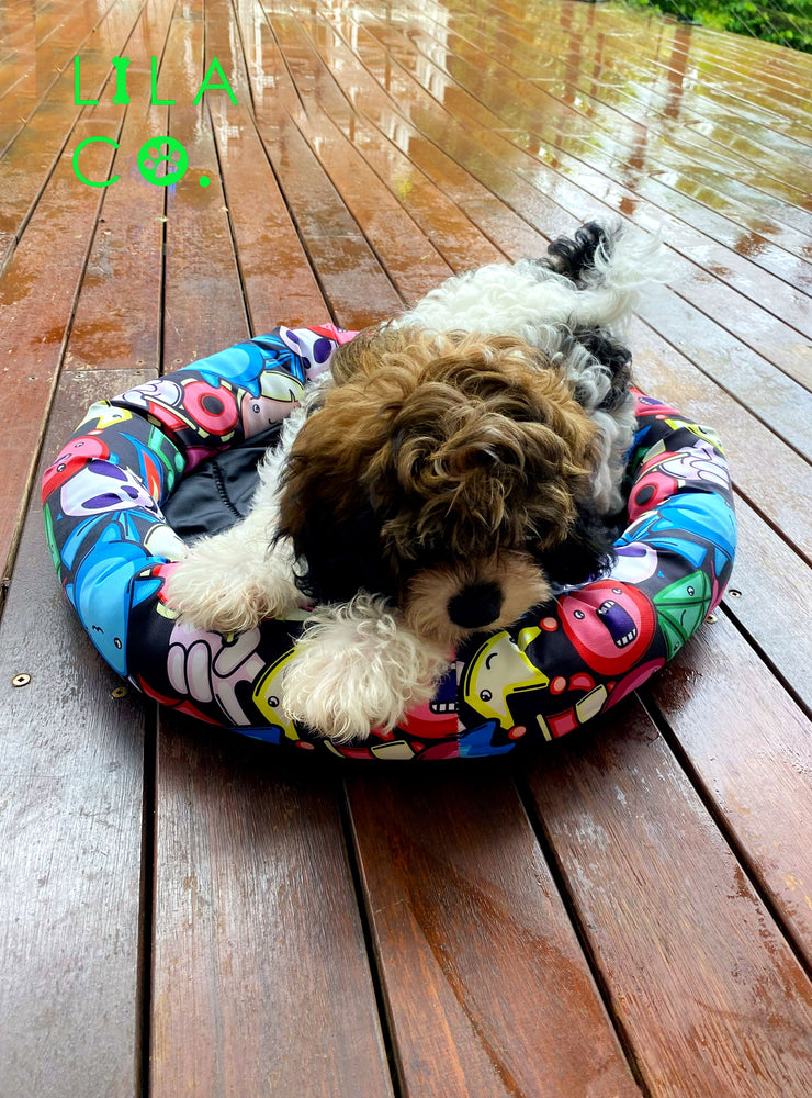 Cavoodle in Gamer Characters Print Cooling Dog Pet Bed Outdoor Dog Bed Outdoor Pet Bed  Australia Pet Supplies Australia Dog Accessories Pet Accessories 