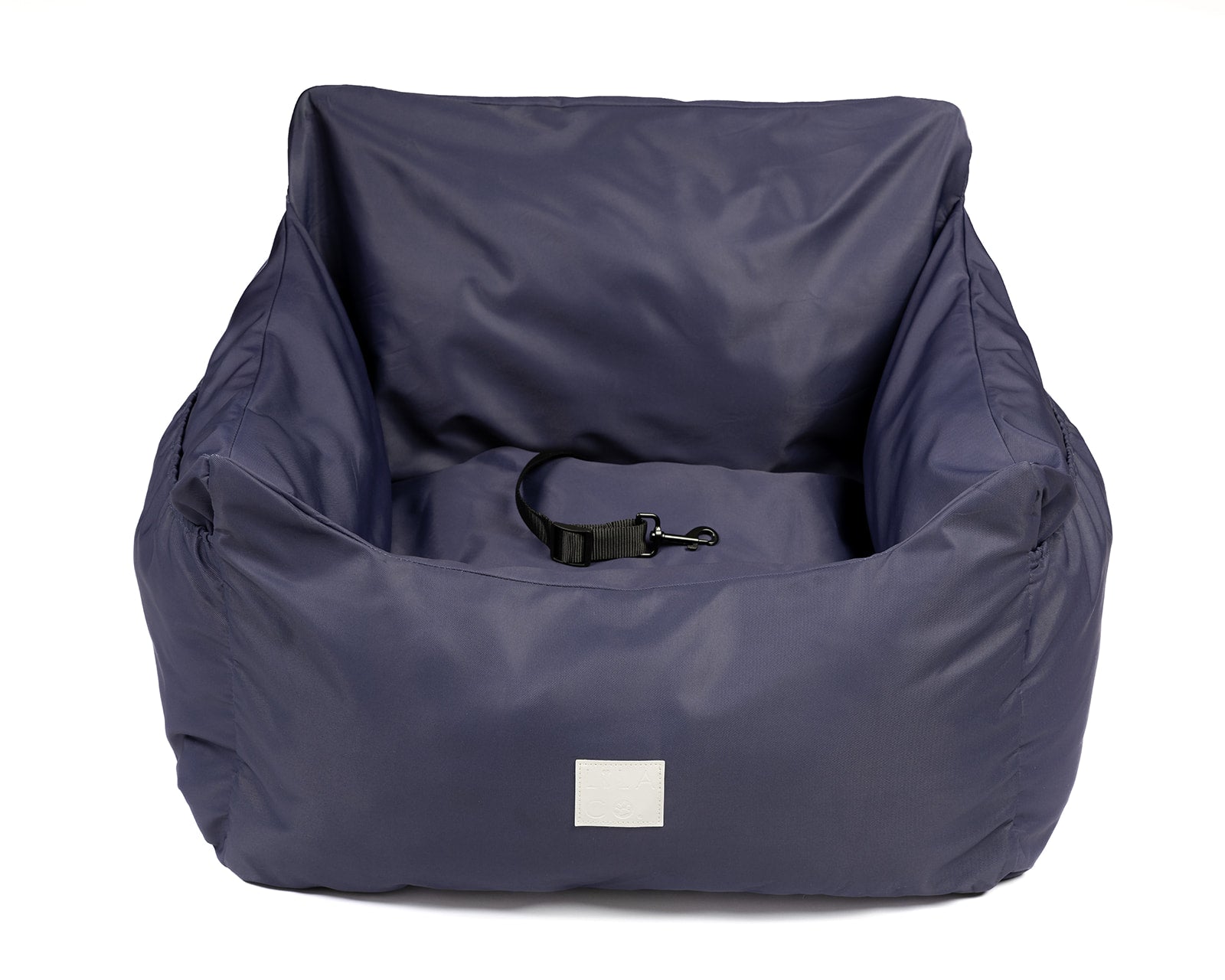 Royal navy blue water resistant dog car seat bed front view