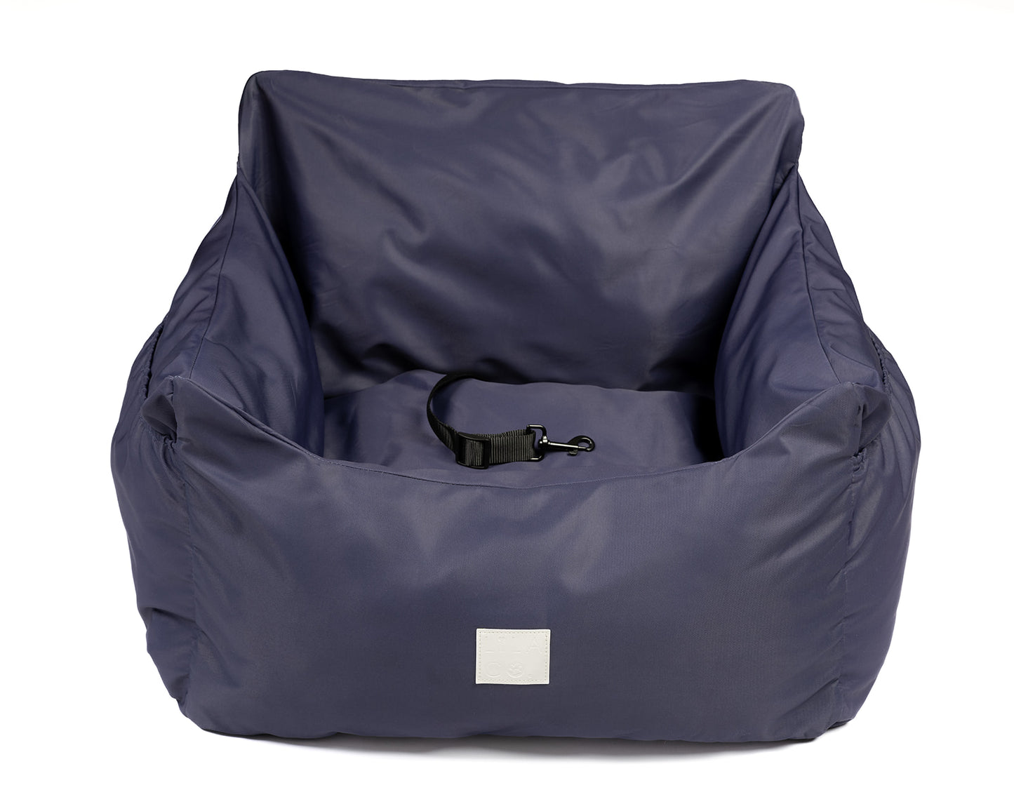 Royal navy blue water resistant dog car seat bed front view