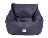 Royal navy blue water resistant dog car seat bed front view