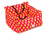 Pink donut animals print water resistant dog car seat bed front view