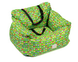 Green donut animals print water resistant dog car seat bed front view 