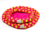 Pink happy lemons print small, medium and large water resistant cooling dog and pet bed pet accessory