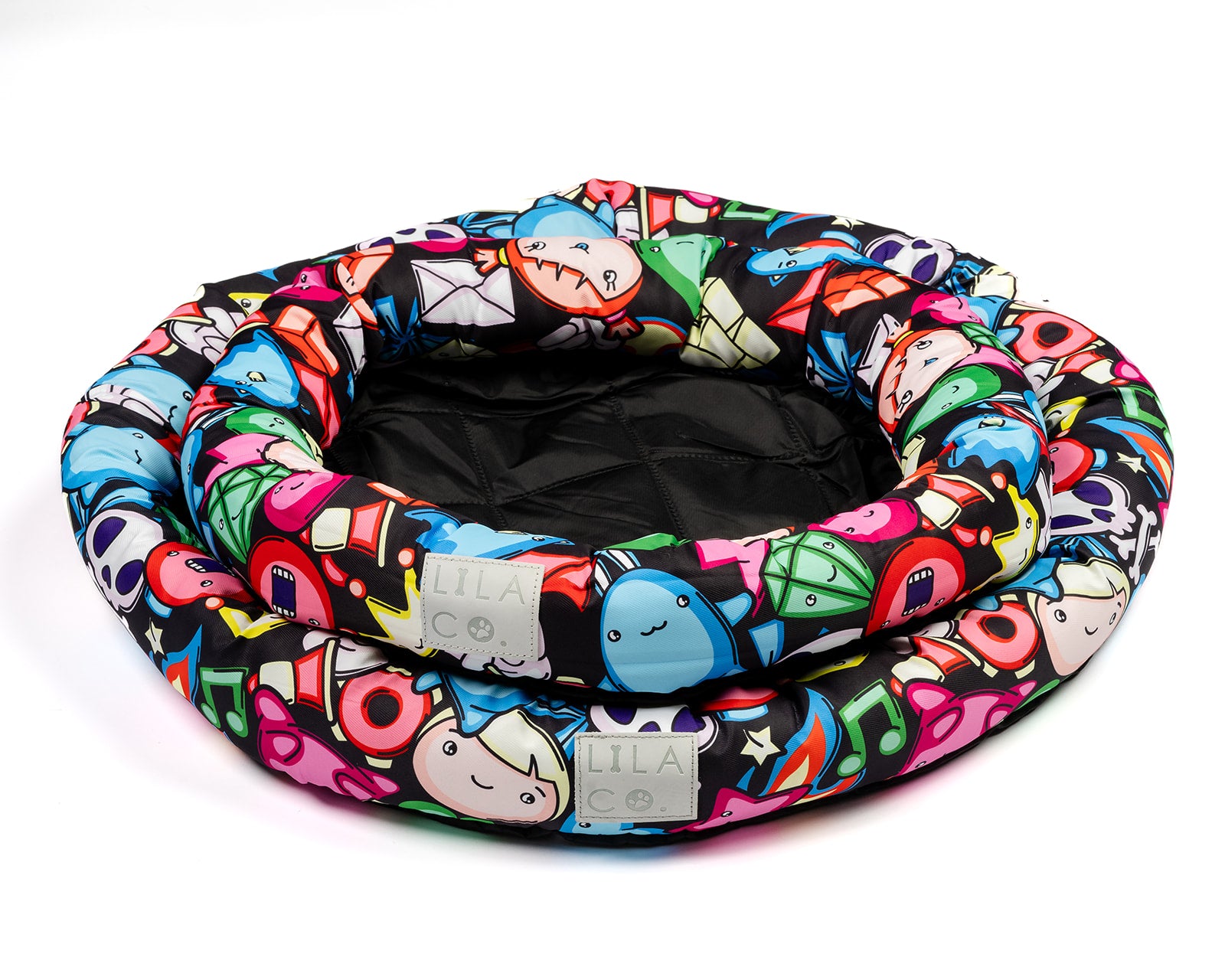 Black gamer characters print small, medium and large water resistant cooling dog and pet bed pet accessory
