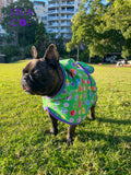 French Bulldog in Green Donut Animals Print Dog Robe Microfibre Dog Robe Australia Pet Supplies Australia Dog Accessories Pet Accessories