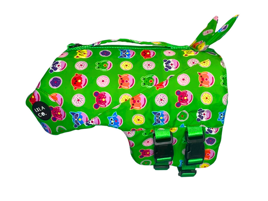 Lila Co Green Donut Animals Print Dog Life Jacket Float Vest Side