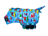 Lila Co Blue Surf Dogs Print Dog Life Jacket Float Vest Side