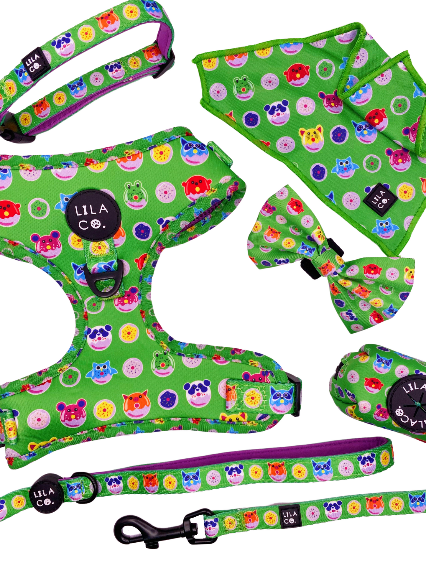 
                  
                    Green Donut Animals Complete Dog Harness Set Dog Harness Dog Collar Dog Bow Tie Poop Bag Holder Dog Leash  Australia Pet Supplies Australia Dog Accessories Pet Accessories 
                  
                